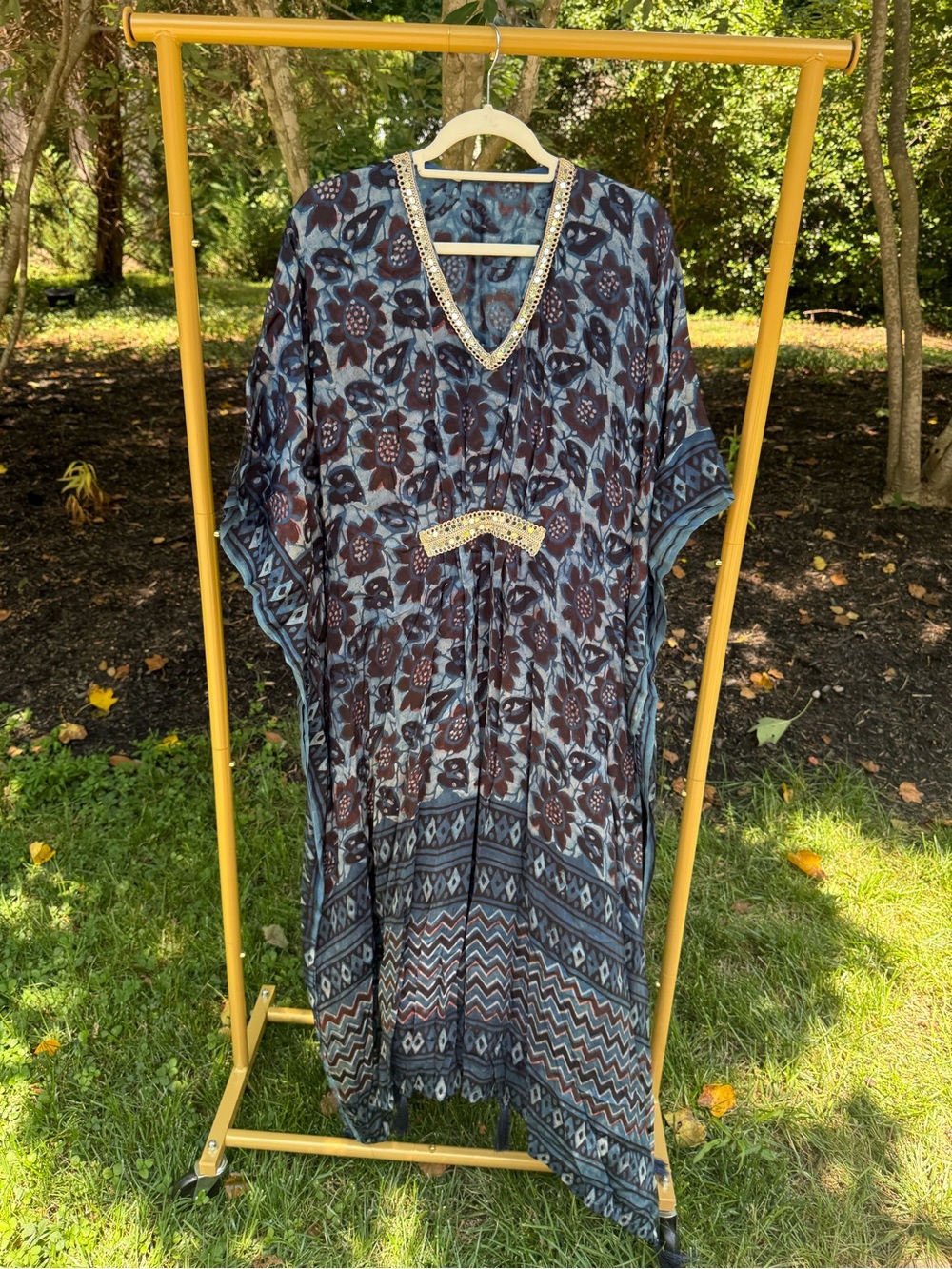 Blue Floral Boho Kaftan